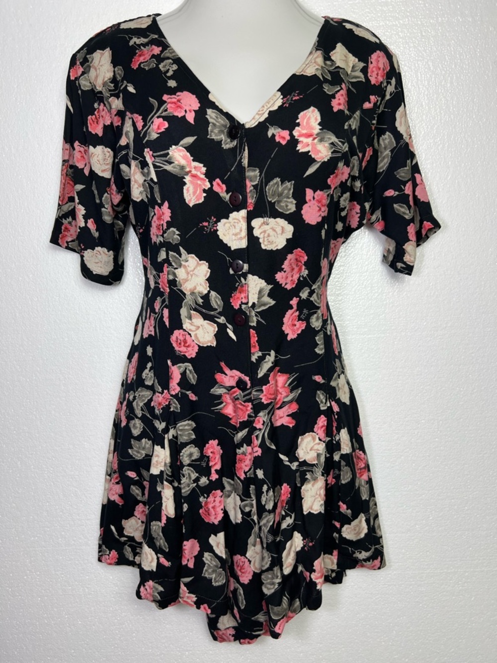 Style works vintage floral romper button size 10